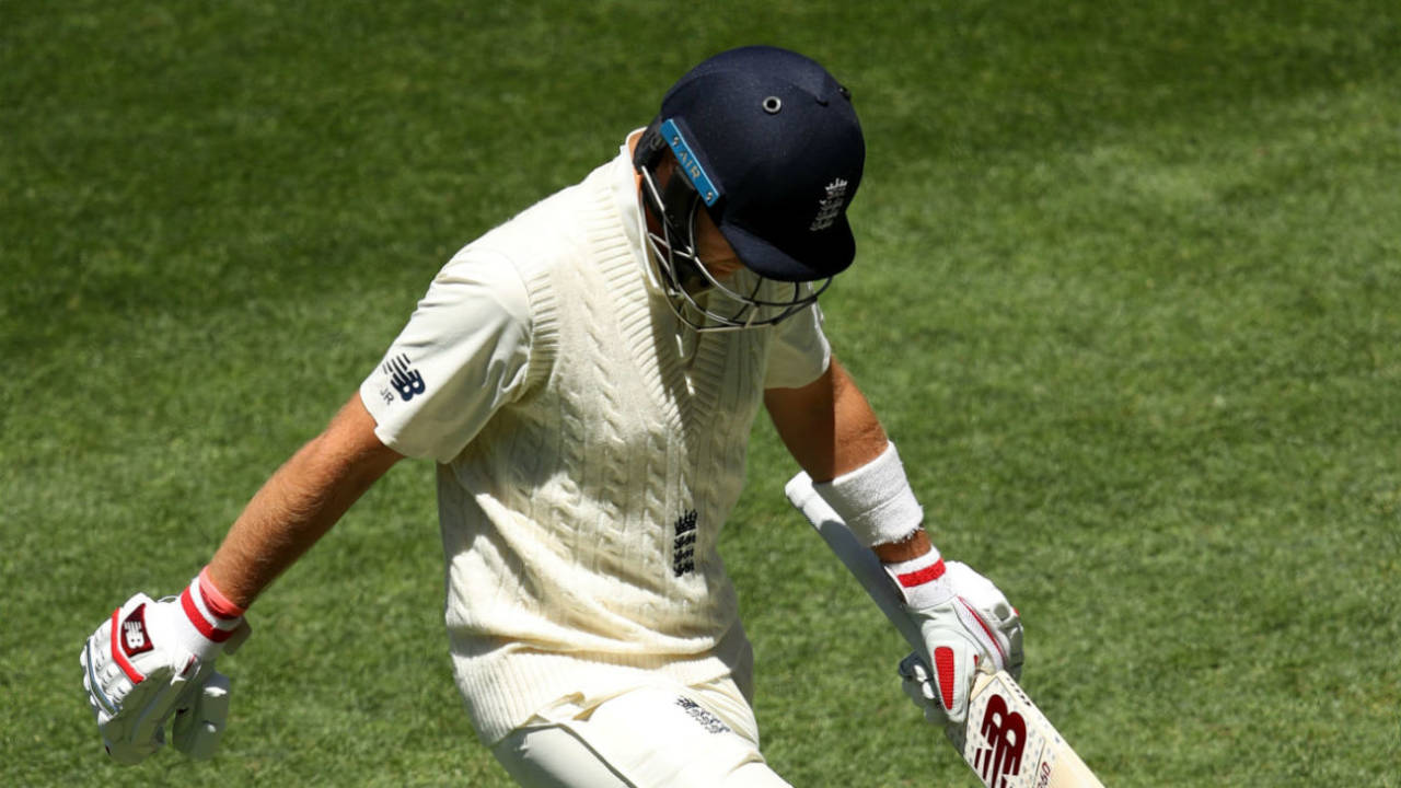 Joe Root kicks the boundary rope after falling for 67, Australia v England, 2nd Test, Adelaide, December 6, 2017