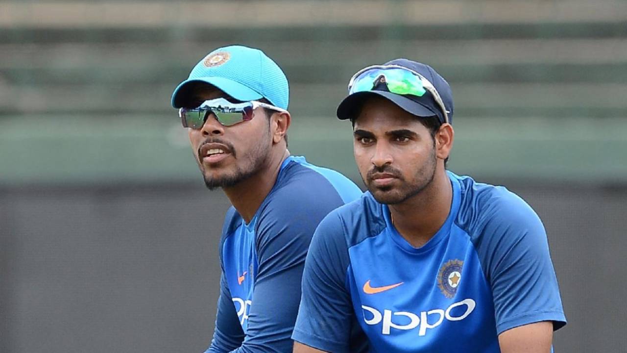 Umesh Yadav and Bhuvneshwar Kumar at a training session, SSC, Colombo, August 1, 2017