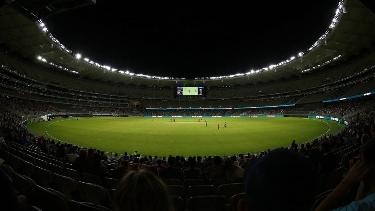 The new Perth stadium under lights, Perth Scorchers v England Lions, Perth, December 13, 2017