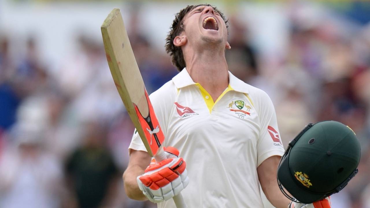 Mitchell Marsh roars after hitting his maiden Test hundred, Australia v England, 3rd Test, Perth, 3rd day, December 16, 2017