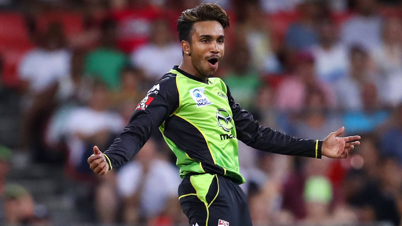 Arjun Nair aced the levitation act after sniping out two Sydney Sixers wickets, Sydney Thunder v Sydney Sixers, Big Bash League 2017-18, Sydney, December 19, 2017