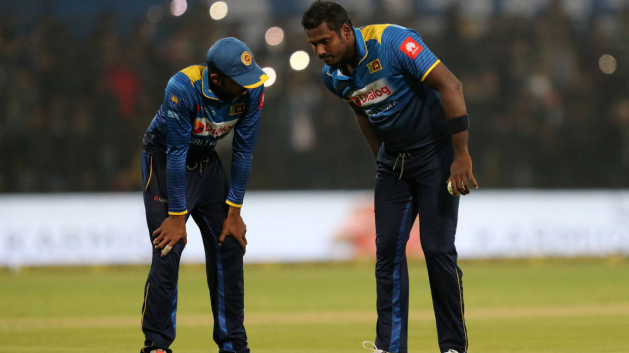 Injuries have dogged Angelo Mathews' career of late, India v Sri Lanka, 2nd T20I, Indore, December 22, 2017