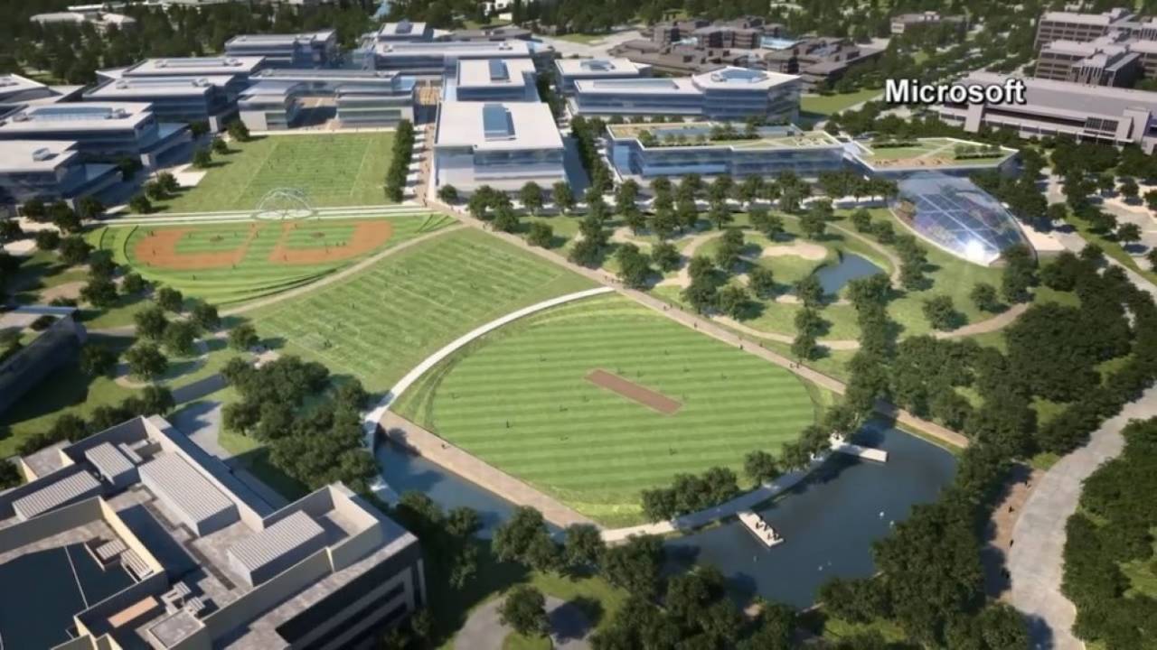 An artist's impression of Microsoft's new cricket pitch, in Redmond, WA