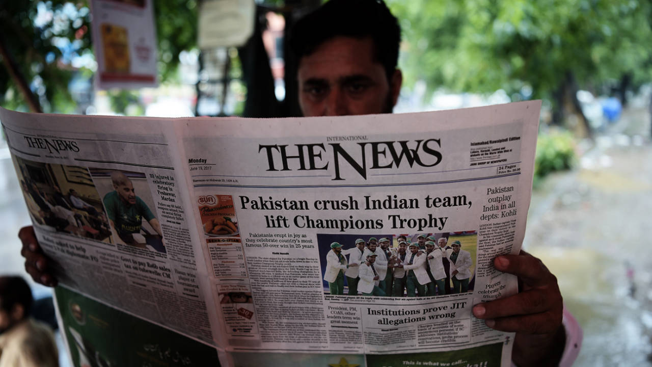 The headline in the <i>News</i> after Pakistan's Champions Trophy win, India v Pakistan, Final, Champions Trophy 2017, The Oval, London, June 18, 2017