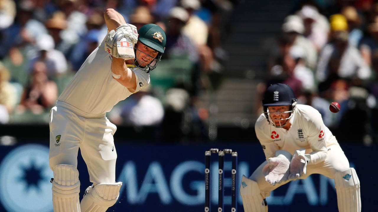 Shaun Marsh drives through the off side, Australia v England, 4th Test, 2nd day, Melbourne, December 27, 2017