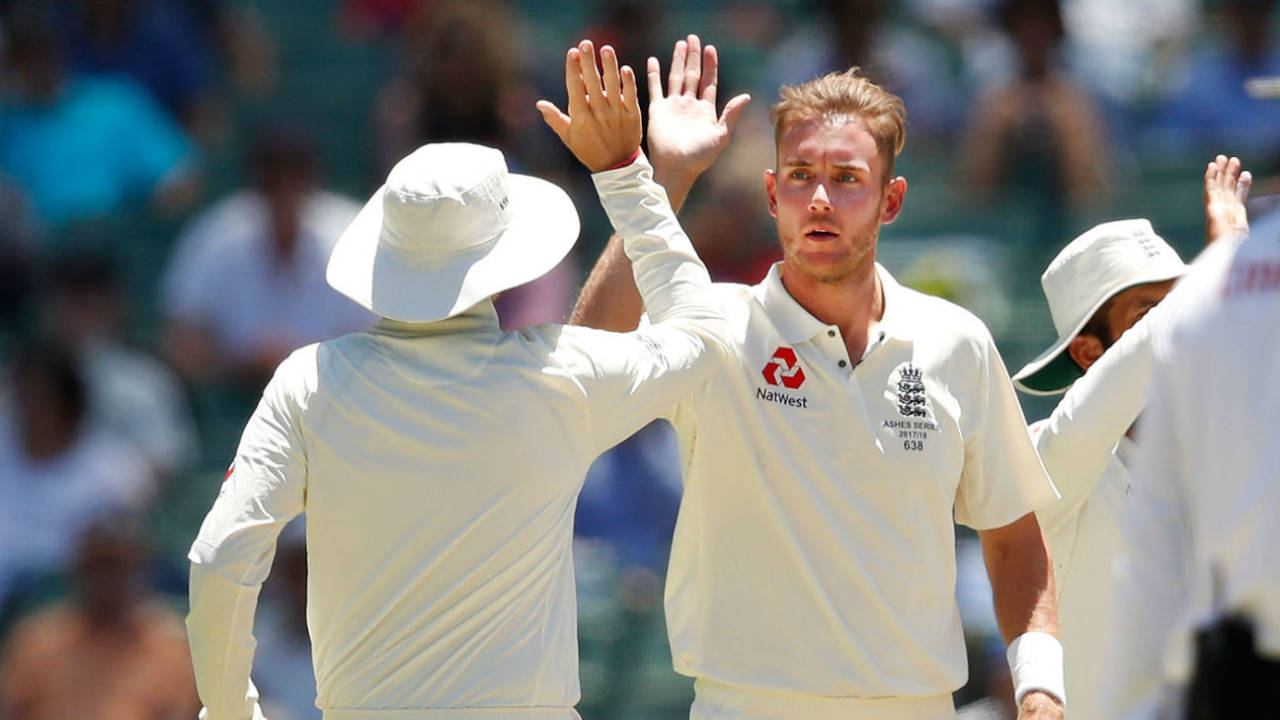 Stuart Broad removed Pat Cummins for his fourth wicket, Australia v England, 4th Test, 2nd day, Melbourne, December 27, 2017