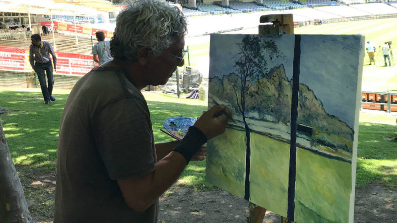 Envar Larney, a renowned impressionist painter, sets out to paint the stadium, Table Mountain included, January 3, 2018