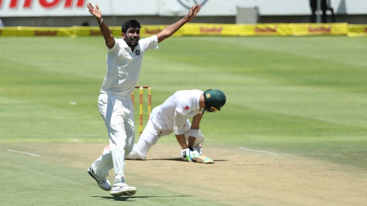 Jasprit Bumrah appeals for Faf du Plessis' wicket&nbsp;&nbsp;&bull;&nbsp;&nbsp;BCCI