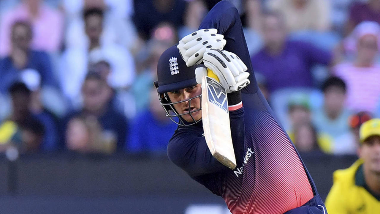 Jason Roy progressed after reaching a 32-ball fifty, Australia v England, 1st ODI, Melbourne, January 14, 2018