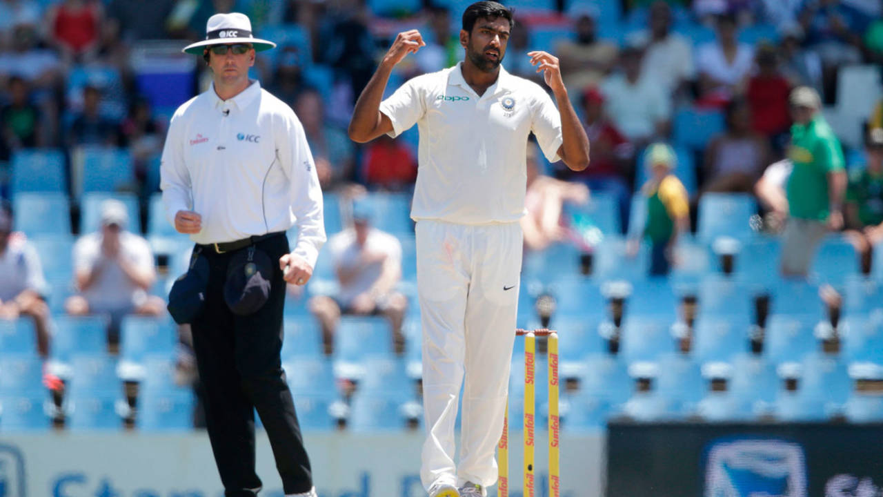 Ravichandran Ashwin picked four wickets in the first innings, South Africa v India, 2nd Test, Centurion, 2nd day, January 14, 2018