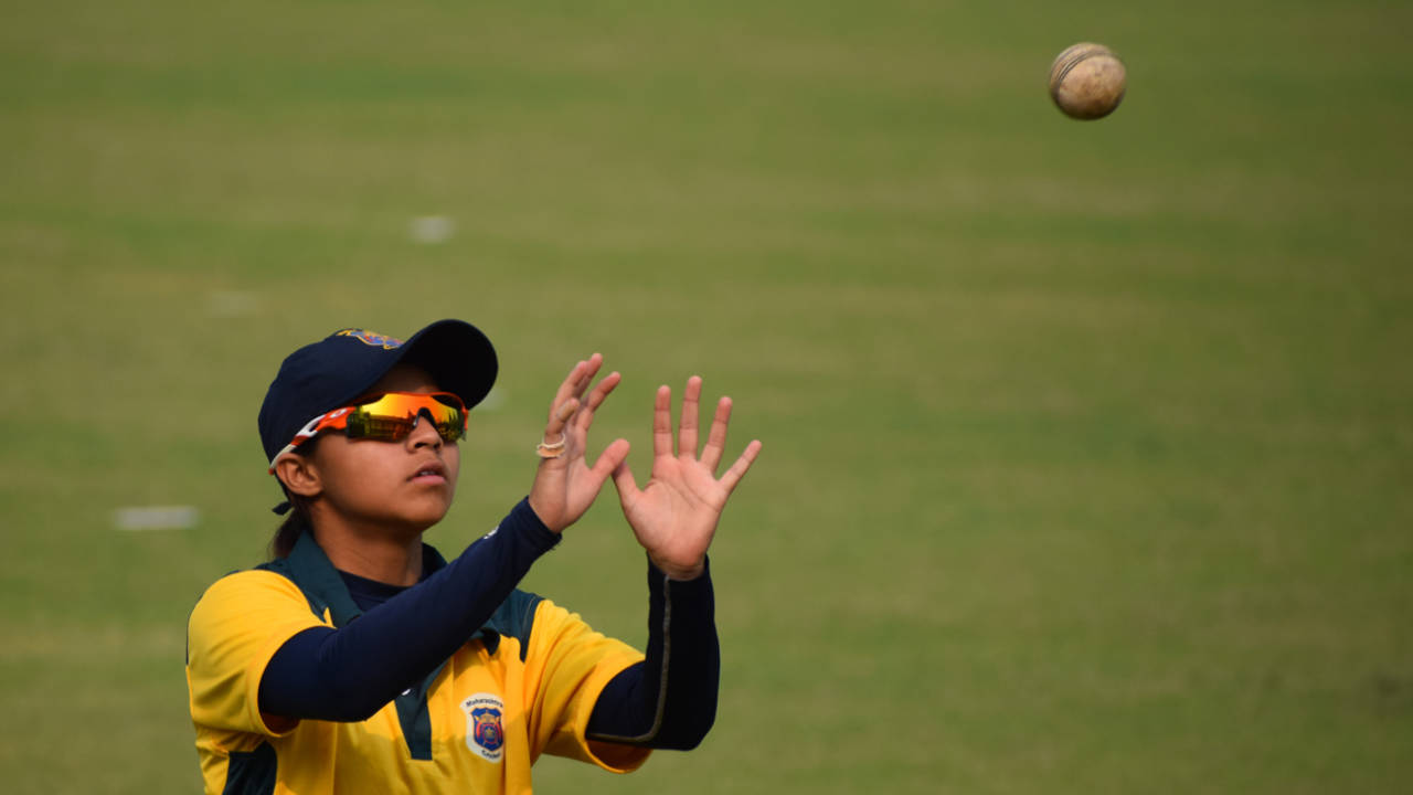 Devika Vaidya prepares to catch the ball during warm-up, Maharashtra v Hyderabad, Senior Women's T20 League  2017-18, Mumbai, January 14, 2018