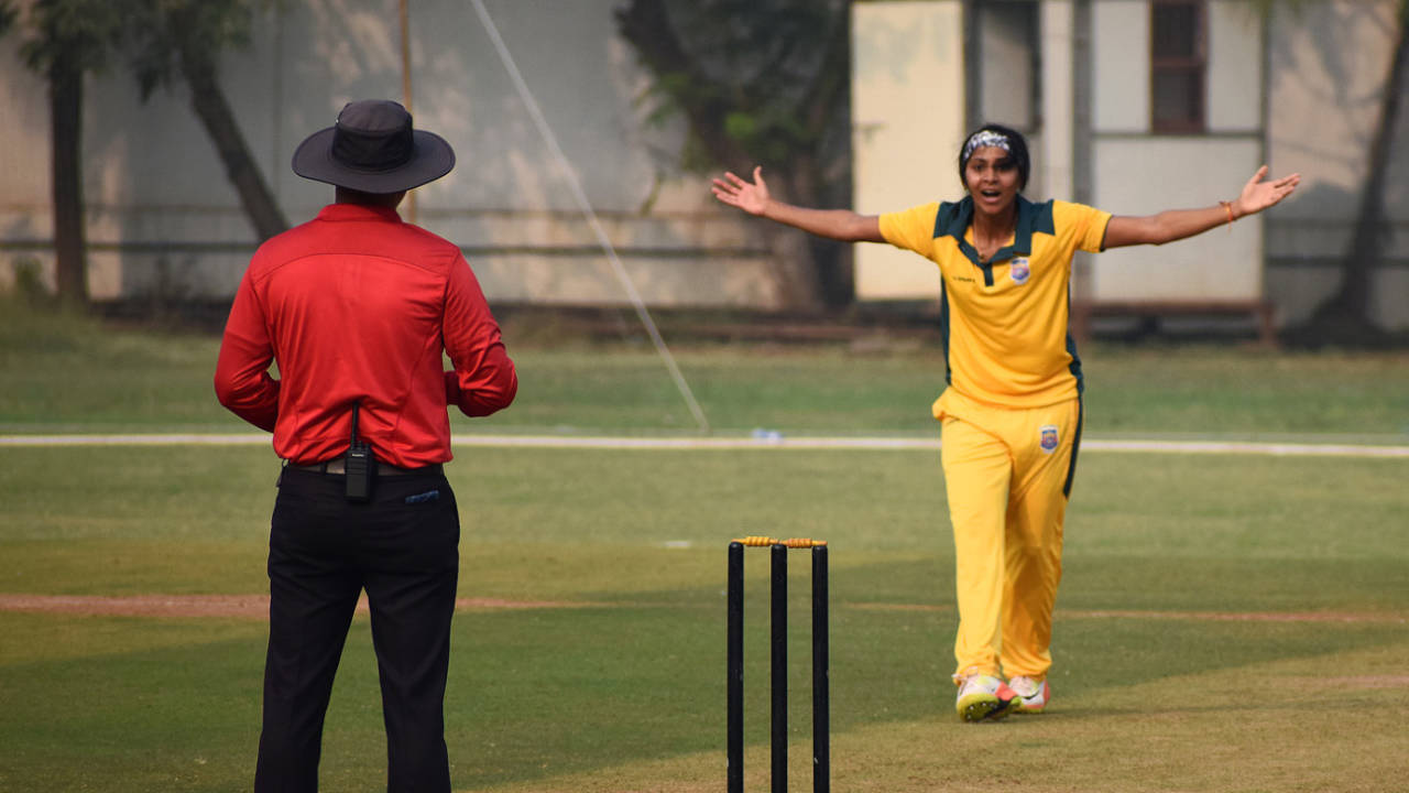 Kavita Patil appeals for a wicket, Maharashtra v Hyderabad, Senior Women's T20 League  2017-18, Mumbai, January 14, 2018