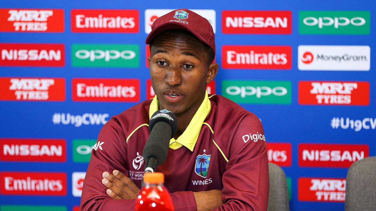 West Indies U-19 captain Emmanuel Stewart during a press conference, Tauranga, January 17, 2018