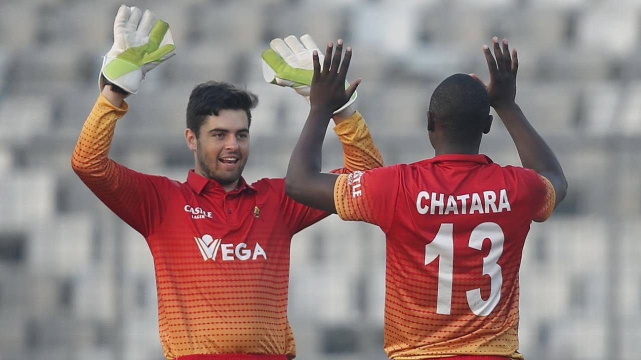 Ryan Murray celebrates a wicket, Sri Lanka v Zimbabwe, tri-series, Mirpur, January 21, 2018