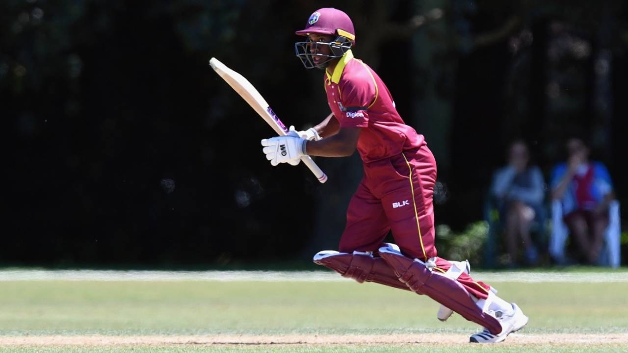 Nyeem Young sets off for a run, West Indies v Kenya, Under-19 World Cup, Christchurch, January 20, 2018