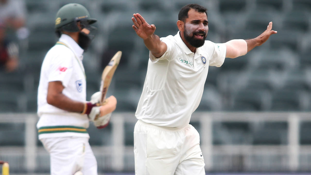 Mohammed Shami appeals for a wicket, South Africa v India, 3rd Test, Johannesburg, 4th day, January 27, 2018