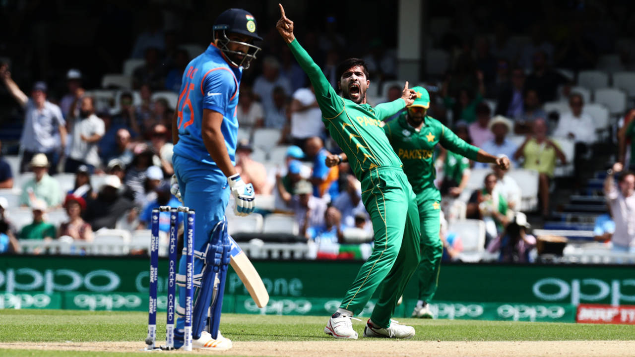 Rohit Sharma was trapped leg before for a duck by Mohammad Amir&nbsp;&nbsp;&bull;&nbsp;&nbsp;Getty Images