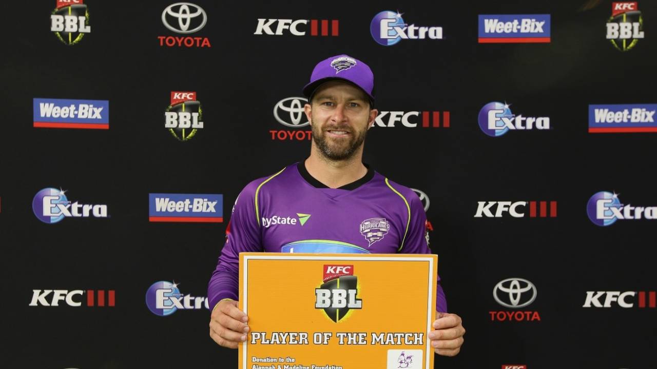 Matthew Wade was named Player of the Match for his punchy 71, Perth Scorchers v Hobart Hurricanes, BBL 2017-18 semi-final, Perth