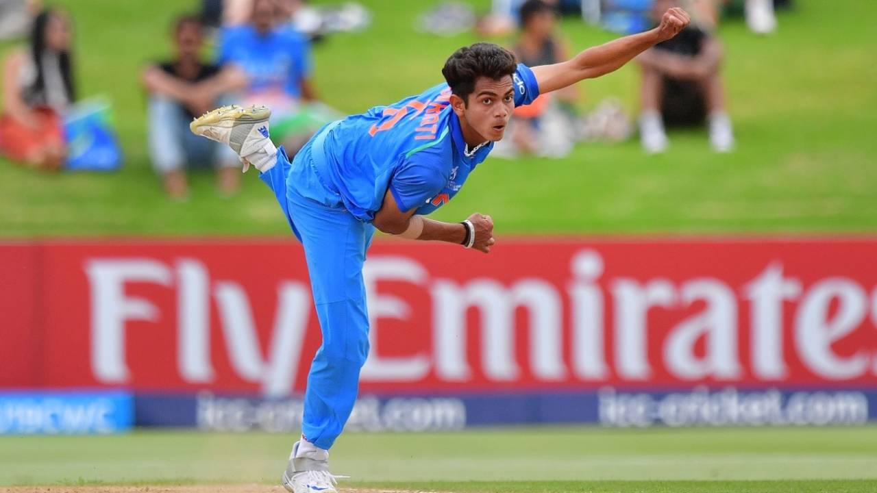 Kamlesh Nagarkoti sends one down, Australia v India, Under-19 World Cup, final, Mount Maunganui, February 3, 2018