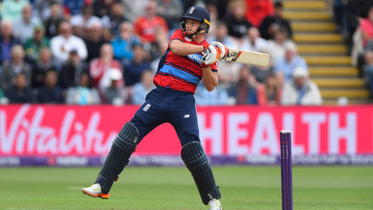 Jos Buttler heaves through the leg-side while standing in as England's T20 captain, England v South Africa, 3rd T20, Cardiff, June 24, 2017