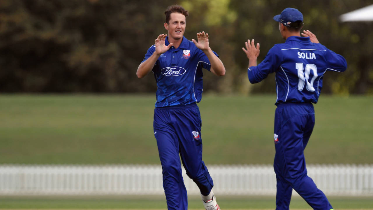 Jamie Brown bowled a frugal spell, Canterbury v Auckland, Ford Trophy, Christchurch, February 7, 2018