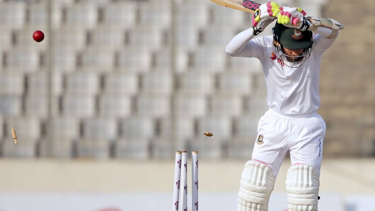 Mushfiqur Rahim shouldered arms to an inswinger and was bowled for 1&nbsp;&nbsp;&bull;&nbsp;&nbsp;AFP