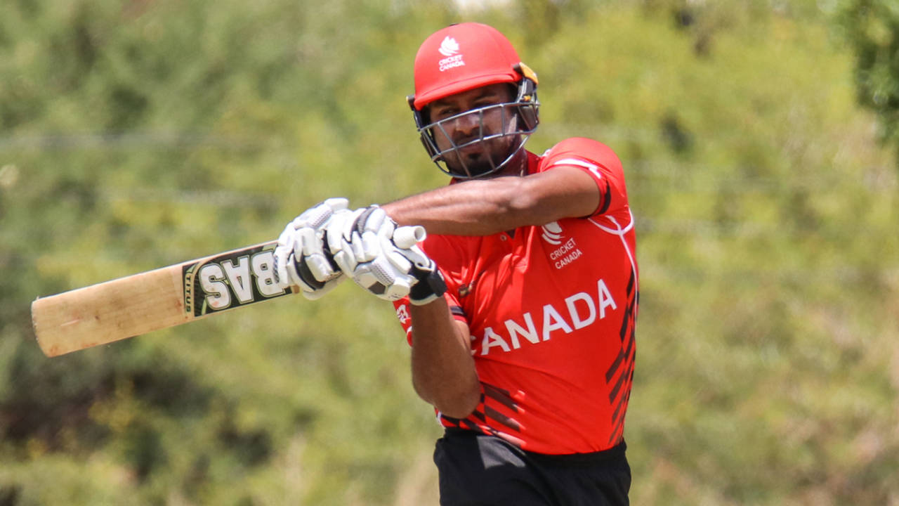 Ruvindu Gunasekera pulls hard for another boundary, Canada v Oman, ICC World Cricket League Division Two, Windhoek, February 8, 2018