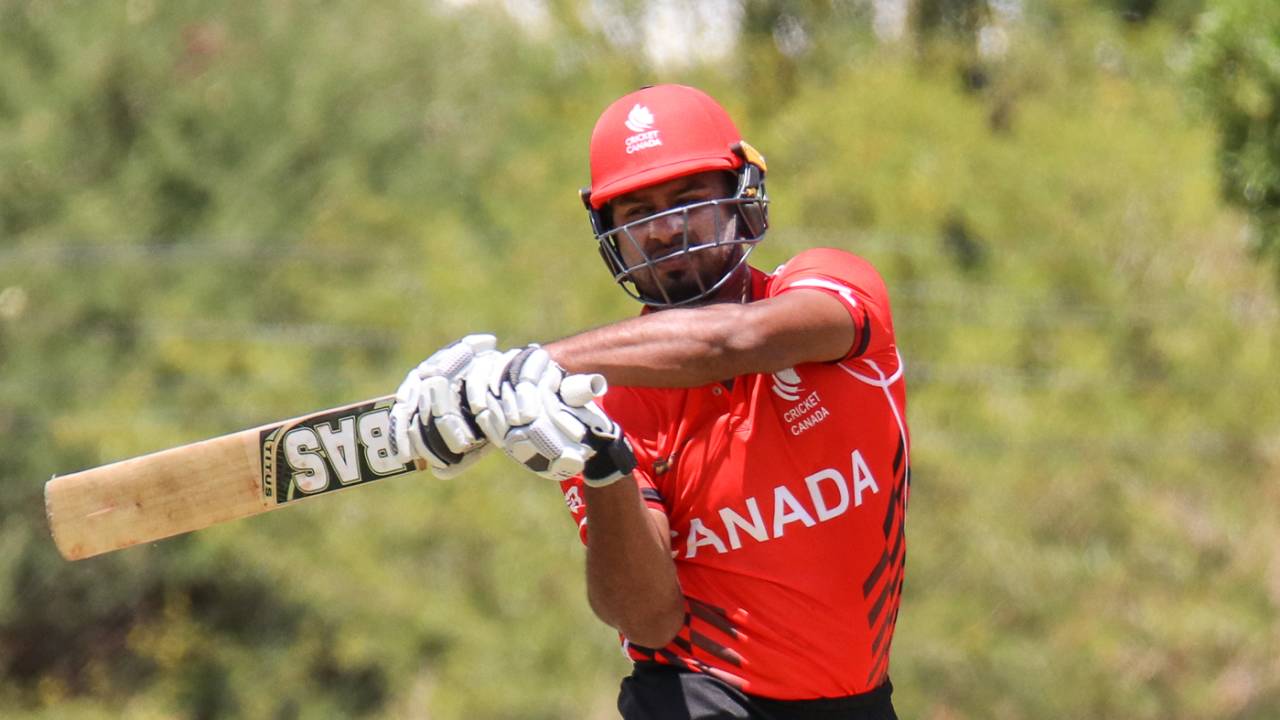 Ruvindu Gunasekera pulls hard for another boundary, Canada v Oman, ICC World Cricket League Division Two, Windhoek, February 8, 2018