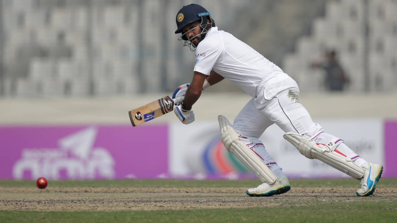 Dimuth Karunaratne steers one through the off side, Bangladesh v Sri Lanka, 2nd Test, Mirpur, 2nd day, February 9, 2018
