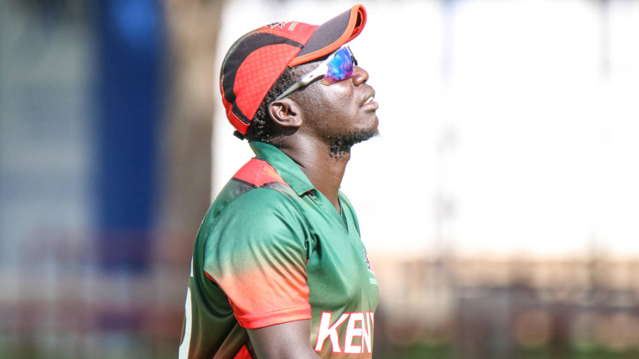 Shem Ngoche walks off the field alone and disconsolate after a last-ball defeat, Kenya v Nepal, ICC World Cricket League Division Two, Windhoek, February 12, 2018