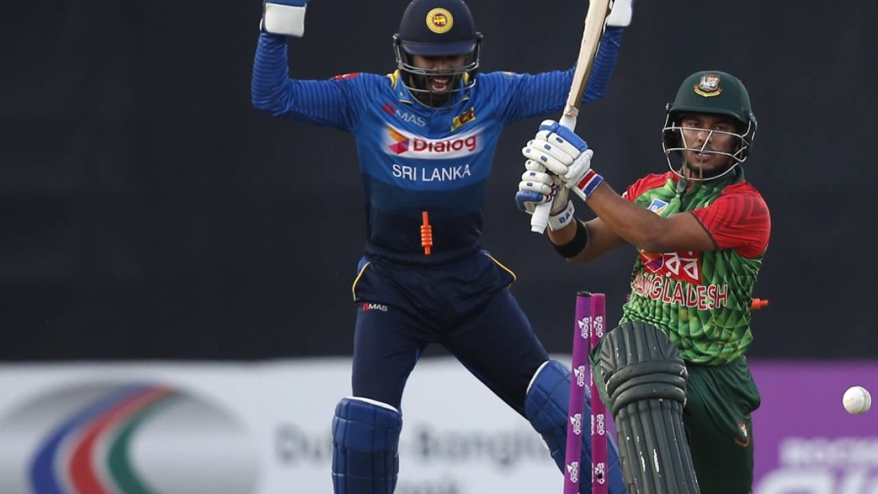 Zakir Hasan was bowled for 10 on debut, Bangladesh v Sri Lanka, 1st T20I, Mirpur, February 15, 2018