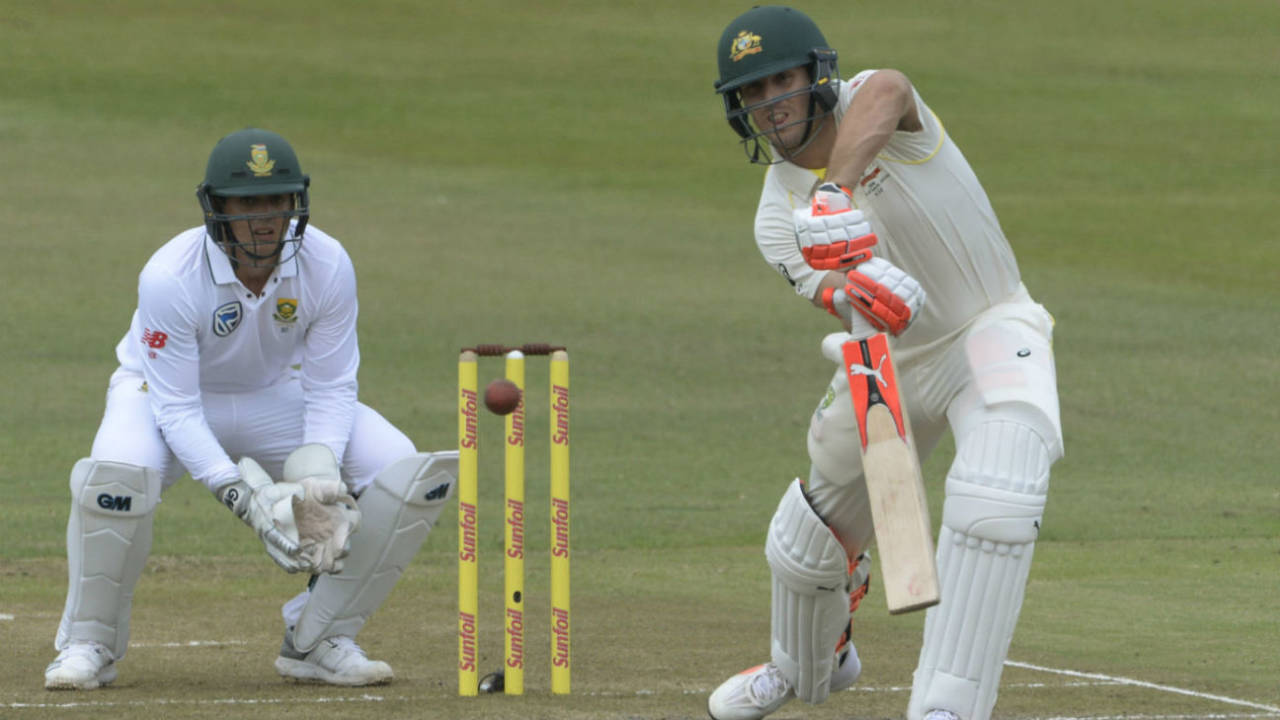 Mitchell Marsh anchored Australia's innings on the second morning, South Africa v Australia, 1st Test, Durban, 2nd day, March 2, 2018
