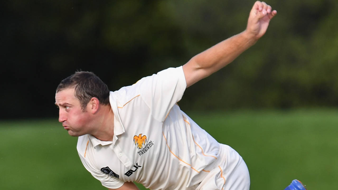 Matt McEwan in his delivery stride, March 29, 2017, Christchurch