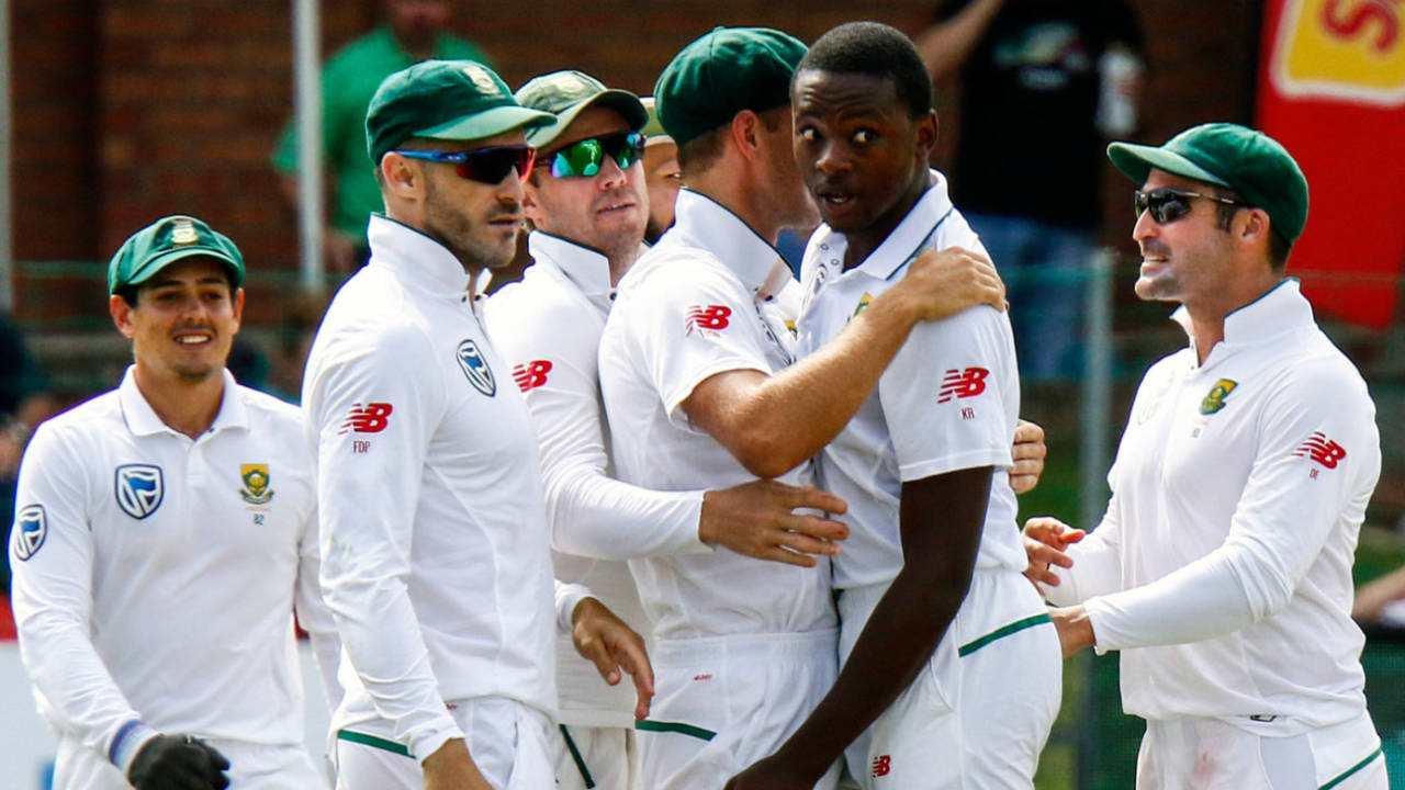 Kagiso Rabada celebrates a wicket with his team-mates&nbsp;&nbsp;&bull;&nbsp;&nbsp;Associated Press