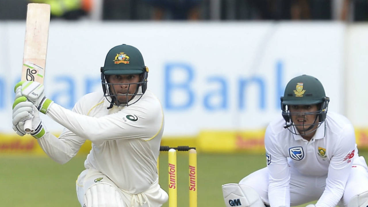 Usman Khawaja plays a fine reverse sweep, South Africa v Australia, 2nd Test, 3rd day, Port Elizabeth