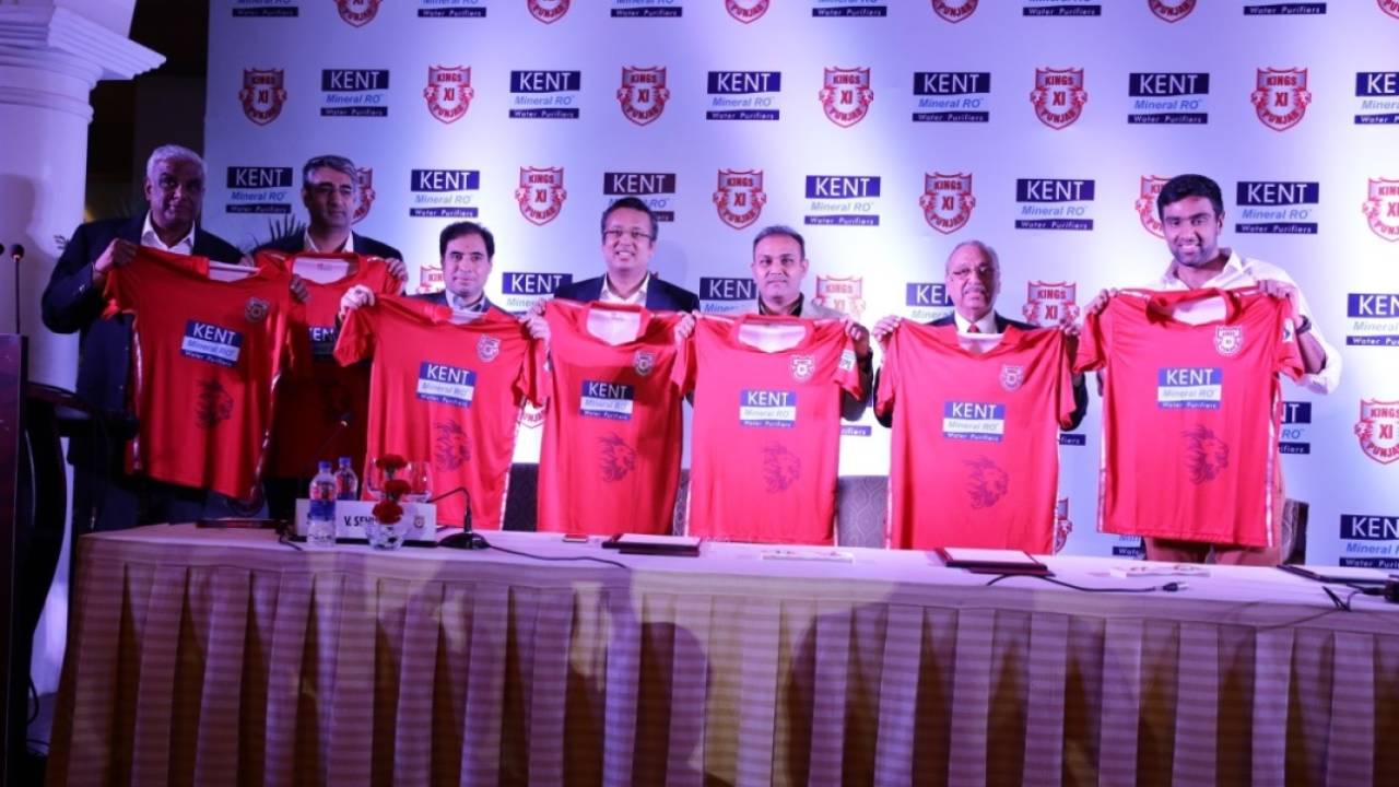 R Ashwin and Virender Sehwag at the Kings XI Punjab jersey unveiling