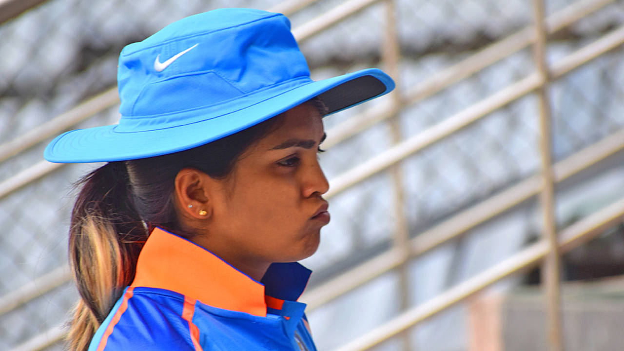 Veda Krishnamurthy on the sidelines of a practice match in Mumbai&nbsp;&nbsp;&bull;&nbsp;&nbsp;Annesha Ghosh/ESPNcricinfo Ltd
