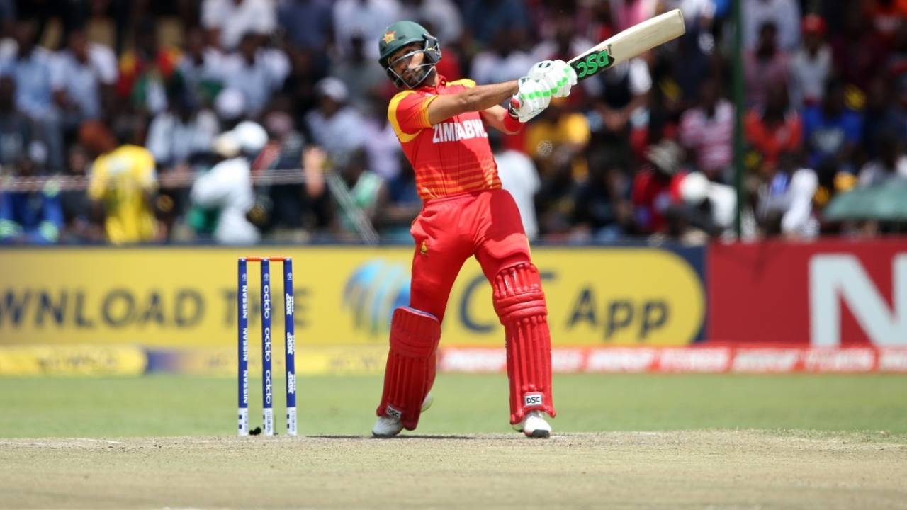 Sikandar Raza slaps the ball over the off side, Zimbabwe v Ireland, World Cup qualifier, Super Sixes, Harare, March 16, 2018