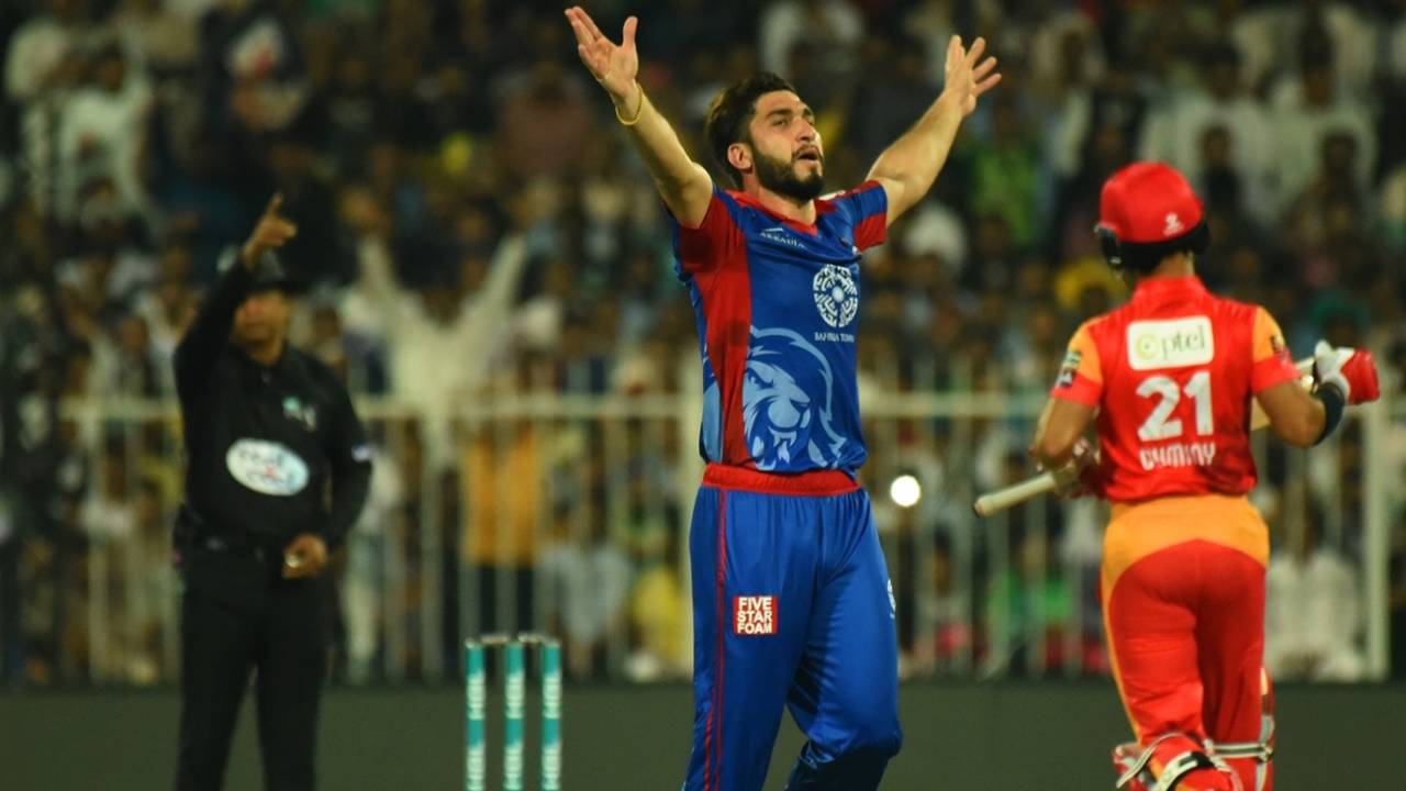 Usman Khan took four Islamabad wickets, Karachi Kings v Islamabad United, PSL, March 16, 2018