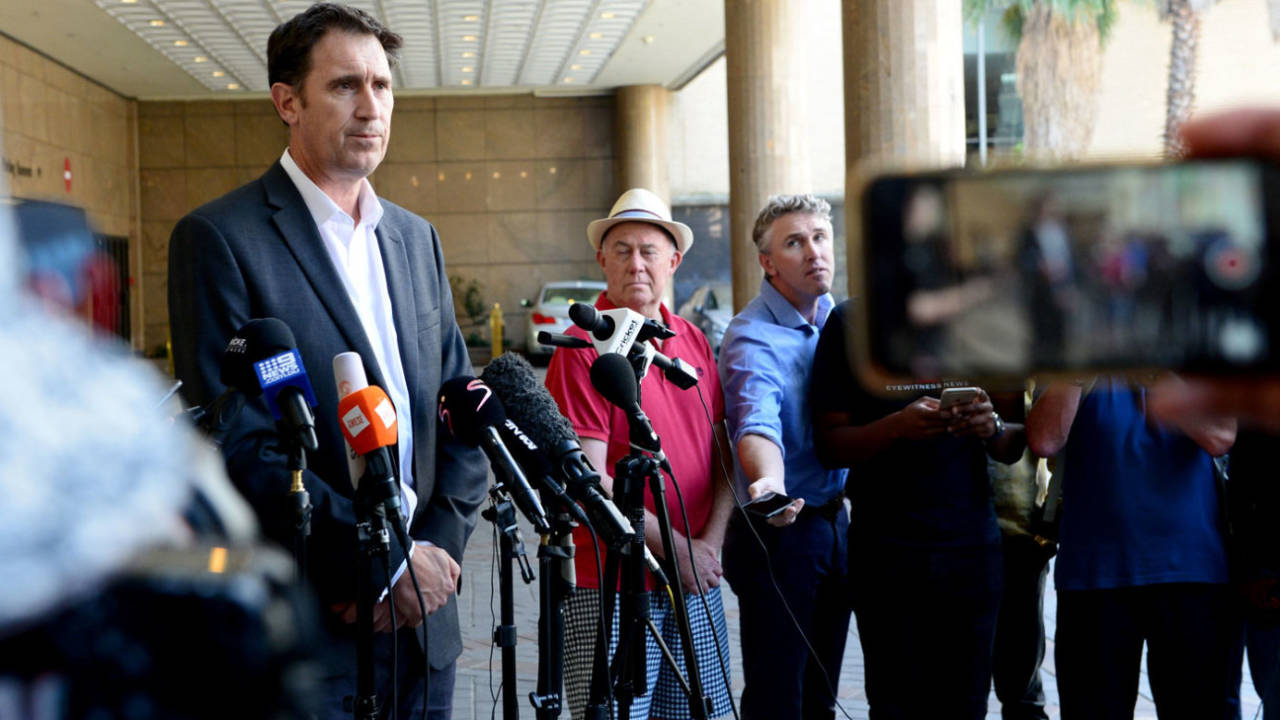 James Sutherland addresses the press conference, Johannesburg, March 27, 2018
