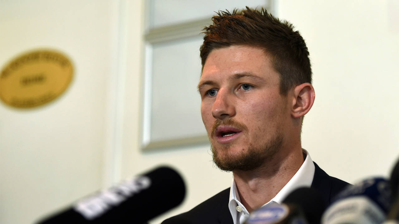 Cameron Bancroft speaks to the media after returning to Australia, Perth, March 29, 2018