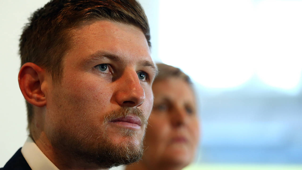 Cameron Bancroft speaks to the media in the aftermath of the ball-tampering scandal, Perth, March 29, 2018