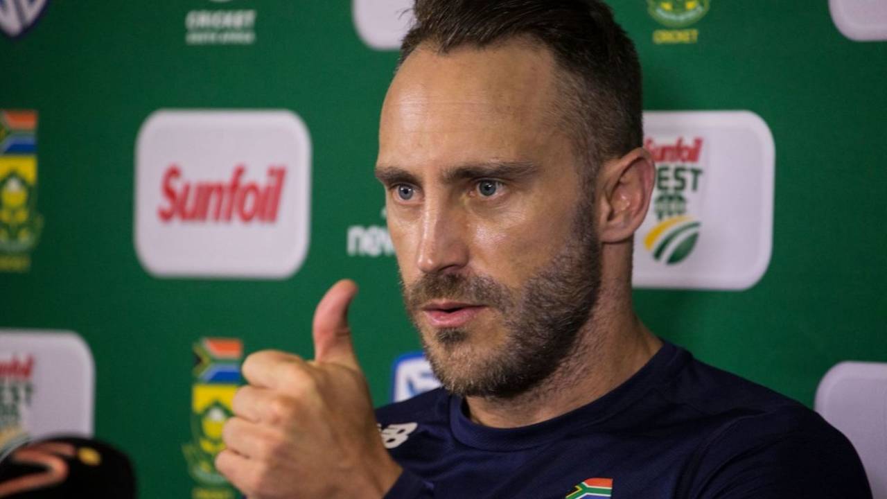 Faf du Plessis speaks to reporters on the eve of the fourth Test against Australia, Johannesburg, March 29, 2018