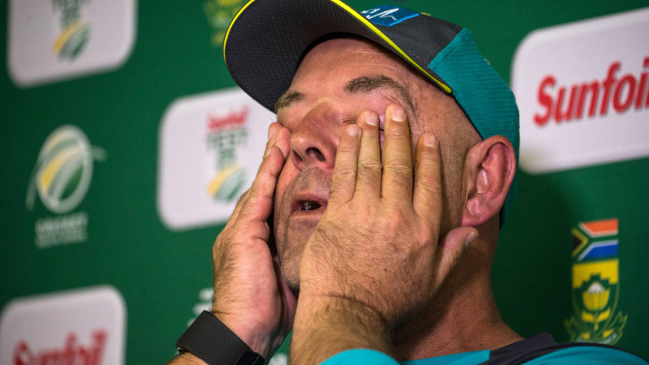 An emotional Darren Lehmann announced his resignation as Australia's head coach, Johannesburg, March 29, 2018