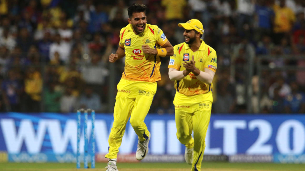Deepak Chahar claimed the first wicket of IPL 2018 by trapping Evin Lewis lbw&nbsp;&nbsp;&bull;&nbsp;&nbsp;Getty Images