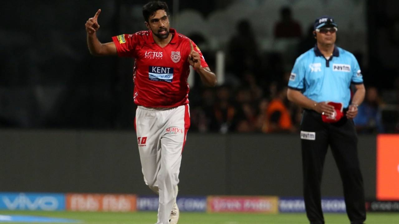 Ravichandran Ashwin picked two wickets in the 12th over, Royal Challengers Bangalore v Kings XI Punjab, IPL 2018, Bengaluru, April 13, 2018 