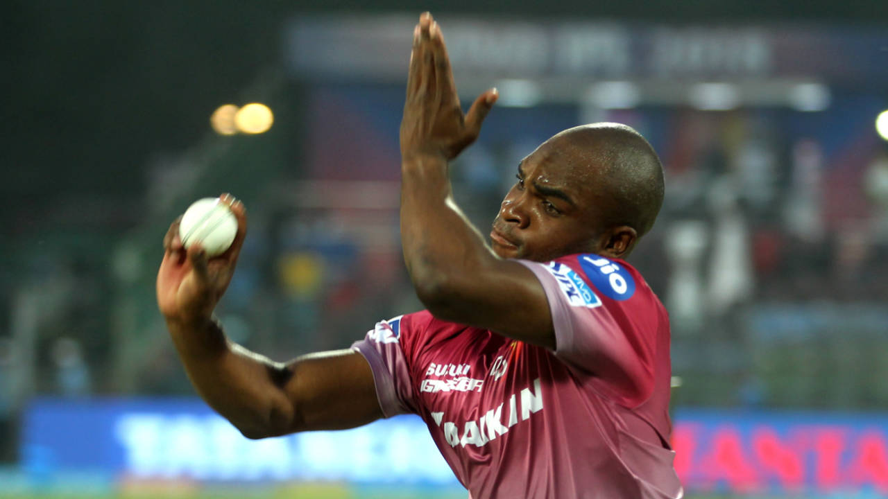 Junior Dala bowls during Delhi Daredevils' warm-ups, Delhi Daredevils v Kolkata Knight Riders, IPL 2018, Delhi, April 27, 2018