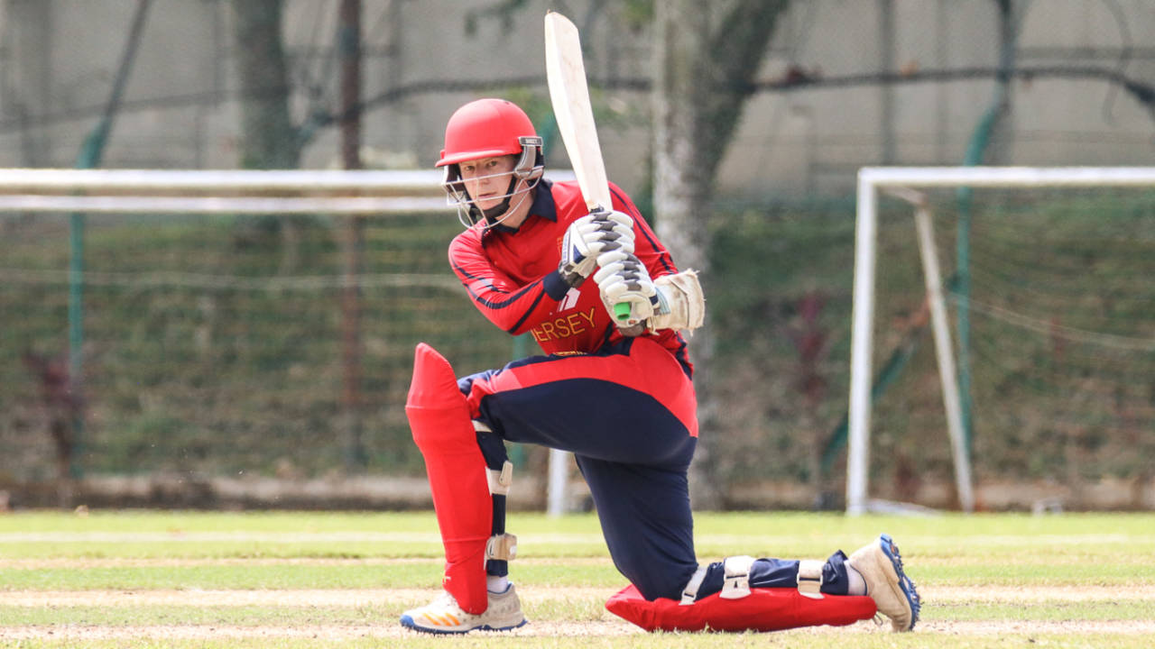 Nat Watkins sweeps through square leg for a boundary on his way to top-scoring for Jersey, Denmark v Jersey, ICC World Cricket League Division Four, Kuala Lumpur, April 30, 2018
