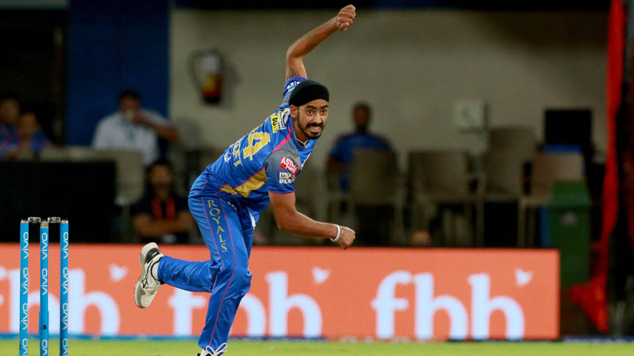 Anureet Singh sends one down, Kings XI Punjab v Rajasthan Royals, IPL 2018, Indore, May 6, 2018