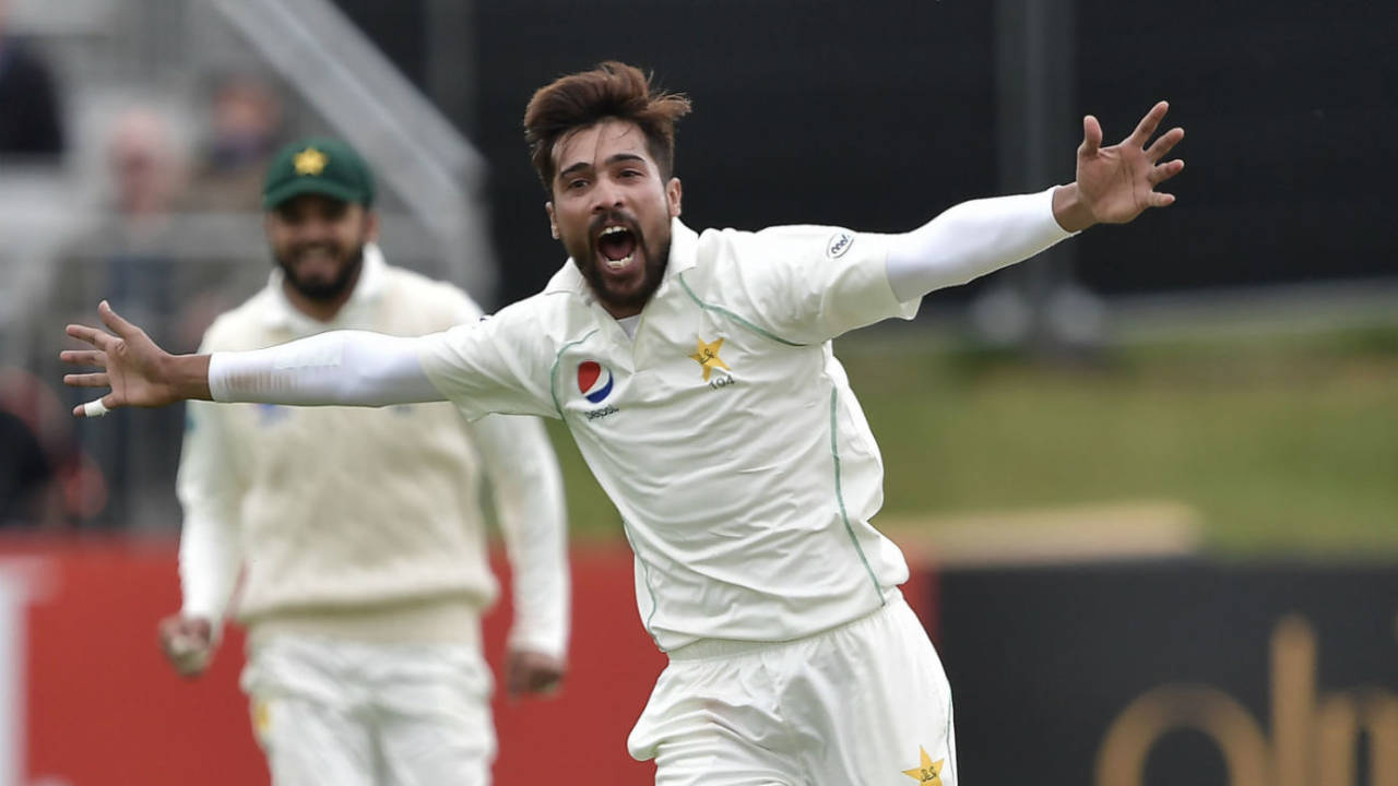 Mohammad Amir sets off in celebration at another wicket, Ireland v Pakistan, Only Test, Malahide, 4th day, May 14, 2018